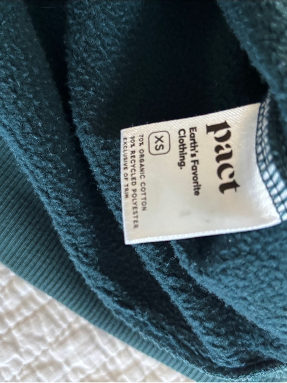 Pact Fleece V-Neck Sweatshirt Teal - Size XS - Picture 8 of 8